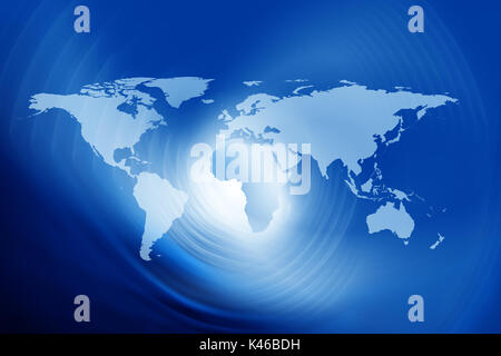 Hintergrundbild von abstrakten Lichter und Weltkarte Manipulation. NASA World Map-Bild überlagert und verwendet; www.nasa.gov, https://www.flickr.com/photos/gs Stockfoto