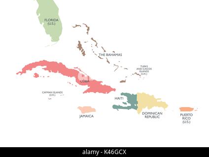 Großen Antillen politische Karte. Vector Illustration Stock Vektor