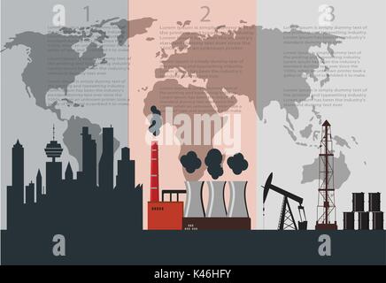 Stadt Hof und Gewinnung von Öl Stock Vektor