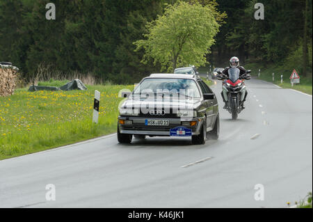 Brilon, Deutschland - 13. Mai 2017: Oldtimer Sauerland Round trip Audi Quattro Stockfoto