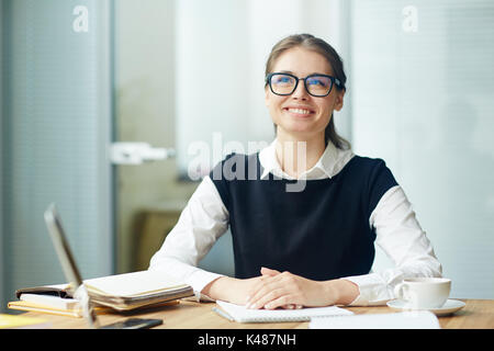 Zufrieden mit dem Job Stockfoto