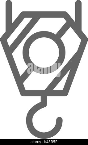Einfache Kranhaken Symbol. Symbol und Zeichen Vector Illustration Design. Editierbare Schlaganfall. Auf weissem Hintergrund Stock Vektor