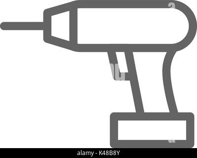 Einfach Bohrer Symbol. Symbol und Zeichen Vector Illustration Design. Editierbare Schlaganfall. Auf weissem Hintergrund Stock Vektor