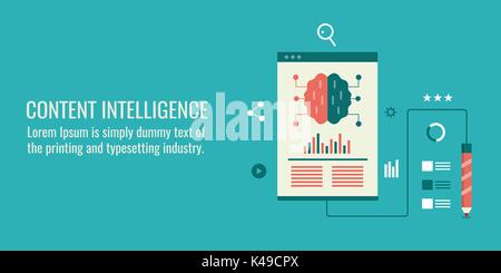 Inhalt Intelligenz - Inhalt Automatisierungstechnik Konzept. Flaches Design Web Banner. Stock Vektor