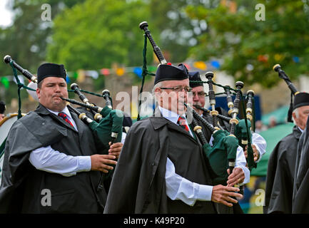 Dudelsack Spieler Der Stadt St. Andrews Pipe Band, Ceres, Schottland, Vereinigtes Königreich Stockfoto