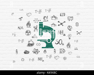 Wissenschaft-Konzept: Mikroskop auf Wand Hintergrund Stockfoto