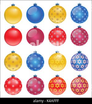 Reihe von bunten Weihnachtskugeln, Abbildung Stock Vektor
