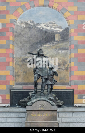 Wilhelm Denkmal, 1895 eingeweiht, Bildhauer Richard Kissling, Altdorf, Uri, Schweiz Stockfoto