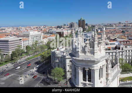 Blick vom Palacio de Kommunikation, Plaza de la Cibeles, Madrid, Spanien Stockfoto