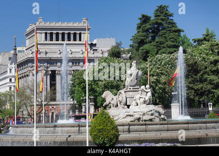 Palacio de Kommunikation, Plaza de la Cibeles und Calle Alcala, Madrid, Spanien Stockfoto