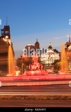 Cibeles Brunnen, Fuente de La Cibeles, Plaza de la Cibeles, Edificio, Madrid, Spanien Stockfoto