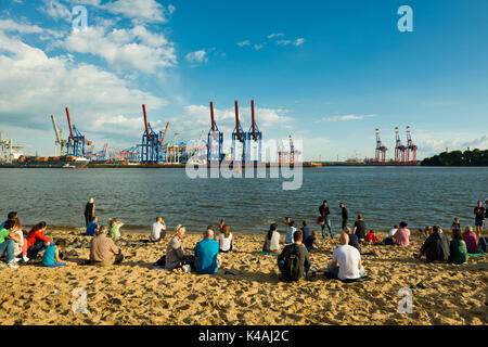 Elbe Strand, Övelgönne, Hamburg, Deutschland Stockfoto