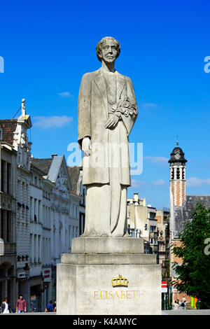 Königin Elisabeth Statue, Albertinum Square, Brüssel, Belgien Stockfoto