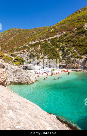 Blick auf Porto Vromi Strand in Zakynthos (Zante) Insel, in Griechenland Stockfoto