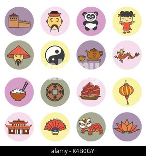 Set china Symbole, Vector Illustration Stock Vektor