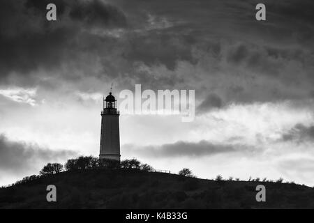 Hiddensee Leuchtturm in Schwarz und Weiß Stockfoto