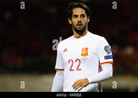 Vaduz, Liechtenstein. 5. Sep 2017. Isco (22) Spanische Spieler. Im Qualifikationsspiel für die WM 2018, Runde 8, zwischen Liechtenstein vs Spanien im Rheinpark Stadion in Vaduz, Liechtenstein, 5. September 2017. Credit: Gtres Información más Comuniación auf Linie, S.L./Alamy leben Nachrichten Stockfoto