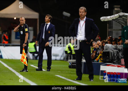 Vaduz, Liechtenstein. 5. Sep 2017. Julen Lopetegui Trainer des Spanischen während das Qualifikationsspiel für die WM 2018, Runde 8, zwischen Liechtenstein vs Spanien im Rheinpark Stadion in Vaduz, Liechtenstein, 5. September 2017. Credit: Gtres Información más Comuniación auf Linie, S.L./Alamy leben Nachrichten Stockfoto