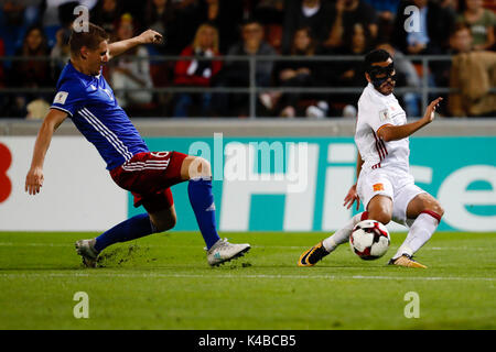 Vaduz, Liechtenstein. 5. Sep 2017. Pedro Rodriguez (11) Der spanische Spieler. Im Qualifikationsspiel für die WM 2018, Runde 8, zwischen Liechtenstein vs Spanien im Rheinpark Stadion in Vaduz, Liechtenstein, 5. September 2017. Credit: Gtres Información más Comuniación auf Linie, S.L./Alamy leben Nachrichten Stockfoto