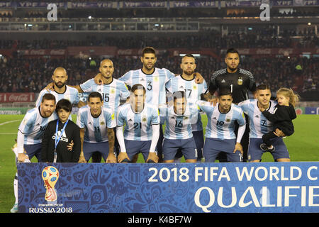 Buenos Aires, Argentinien. 5. September 2017. Argentinien National Team Ausbildung kurz vor dem Spiel gegen Venezuela startet während der Qualifier Wm Russland 2018 Match zwischen Argentinien und Venezuela. Credit: Canon 2260/Alamy leben Nachrichten Stockfoto