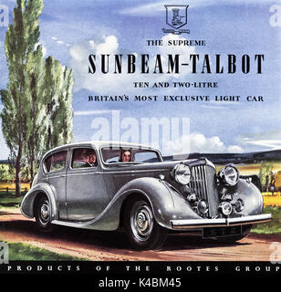 1940er Jahre alten Vintage original advert Werbung Sunbeam-Talbot von der Rootes Group im Magazin ca. 1947 wenn Verbrauchsmaterialien wurden noch unter post eingeschränkt - Krieg Rationierung Stockfoto