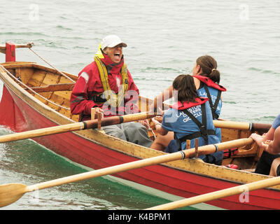 03, September, 2017. Meine Damen jährlichen Meisterschaften und unter 16 Jahren Kategorien der historischen Cornish traditionelle Pilot gig Boot Stockfoto