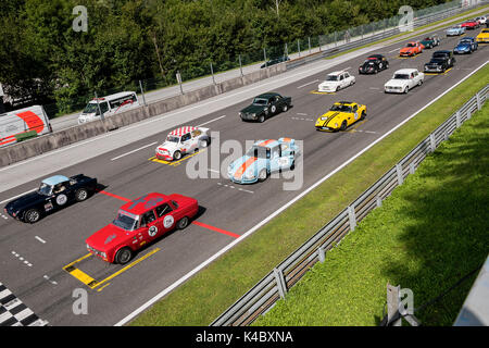 Startaufstellung Salzburgring, Classic Car Racing, Österreich Stockfoto