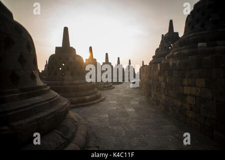 Borobudor Tempel in Java, Indonesien. Stockfoto