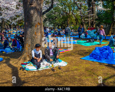 Tokyo, Japan - 24. August 2017: Menschenmenge genießen die Kirschblüten Festival in Ueno Park Stockfoto