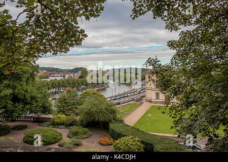 Blick auf die Saar in Saarbrücken, Deutschland. Stockfoto