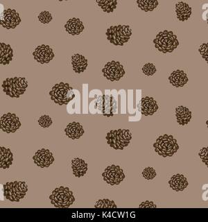 Tannenzapfen nahtlose Vektor braunen Hintergrund Muster. Stock Vektor