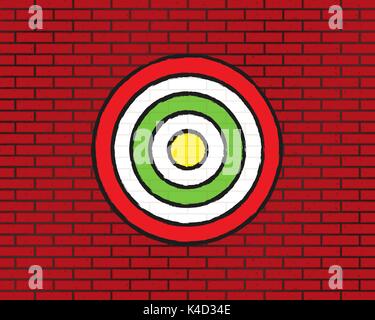 Ziel auf der Mauer, runde Ziel, Ziegel grunge Textur Stock Vektor
