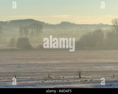 Winter in Ampermoss, River Valley Fen in der Nähe Ammersee in Oberbayern Stockfoto