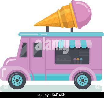 Ice Cream van Flachbild Abbildung Stock Vektor