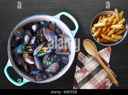 Moules frites Stockfoto