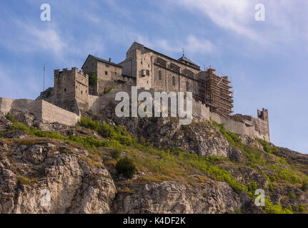 SION, SCHWEIZ - Basilika de Valere, auch als Valere Burg, im Kanton Wallis bekannt. Stockfoto