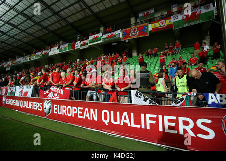 Wales Fans vor der 2018 FIFA World Cup qualifizieren, Gruppe D Match bei Stadionul Zimbru in Chisinau, Moldawien. Stockfoto