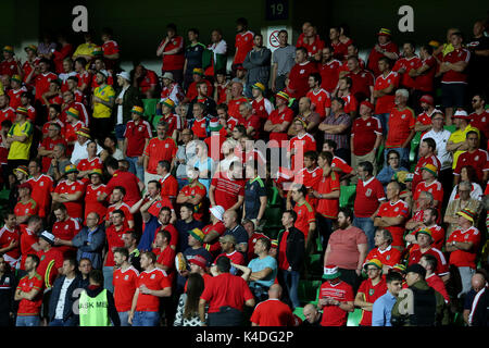 Wales Fans vor der 2018 FIFA World Cup qualifizieren, Gruppe D Match bei Stadionul Zimbru in Chisinau, Moldawien. Stockfoto