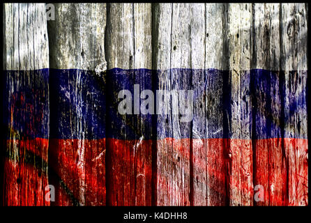 Russland Flagge auf der hölzernen Wand Stockfoto