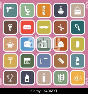 Friseur flachbild Symbole auf rosa Hintergrund, Vektor Stock Vektor