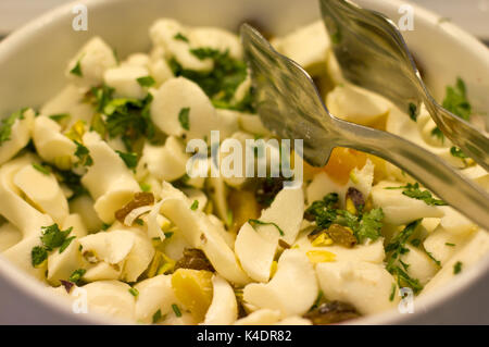 Weißer Käse, mit grünen, Rosinen, getrocknete Aprikosen und Pistazien Stockfoto