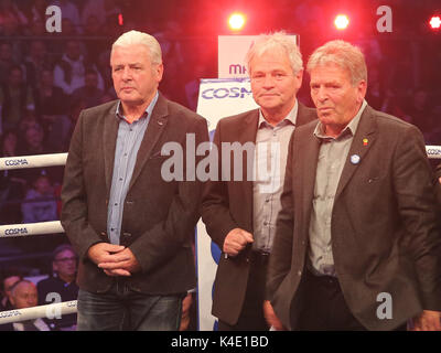 Wolfgang Seguin, Jürgen Pommerenke und Martin Hoffmann DDR 1Fc Magdeburg Stockfoto