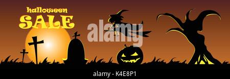 Happy Halloween Banner. Vektor Design Illustration. Trick oder Festlichkeit. Urlaub Verkauf. Stock Vektor