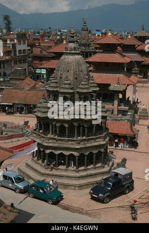 Die orangefarbenen Dächer der alten Stadt von Kathmandu, Ansicht von oben, Patan, Durbar Square, Nepal Stockfoto