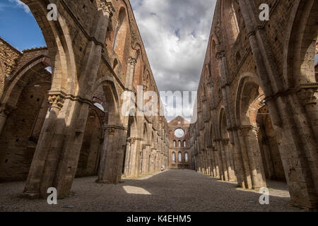 Ruinen der Abtei von San Galgano, Chiusdino Toskana Italien Europa EU Stockfoto