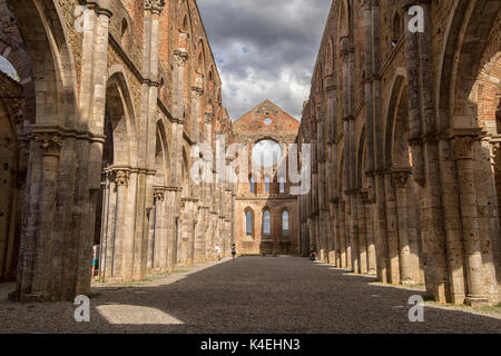 Ruinen der Abtei von San Galgano, Chiusdino Toskana Italien Europa EU Stockfoto