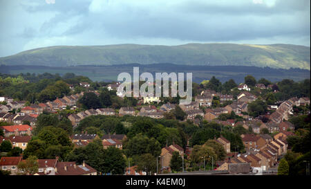 Haus Preise Dächer Panorama der Doppelhaushälfte Suburban Area Mittelschicht uk Glasgow Stockfoto