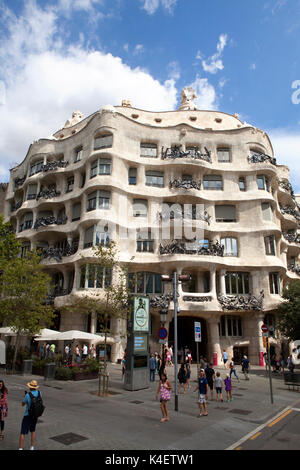 Weltkulturerbe der UNESCO Casa Milà in Barcelona, die Hauptstadt und größte Stadt Kataloniens, in Spanien Stockfoto