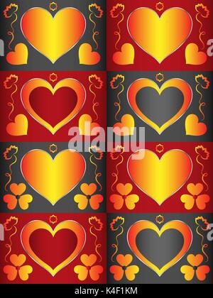 Mit herz Vorlage-förmige Bereich für Text, der in der Mitte eingeschrieben werden können. Die Vorlage wird mit Herzen und Blumen dekoriert Stock Vektor