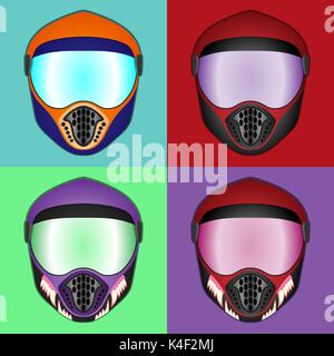 Helm für verschiedenen extremen Sport, schützende Race Helm Abbildung in verschiedenen Farben Stock Vektor